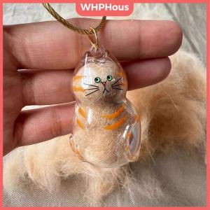 WHPHous Memorial Cat Hair Storage Container Cat Shaped Keyring Portable Handmade Doll DIY Keychains Accessories
