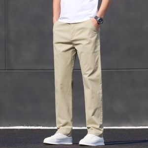 2026 Stretch Men Pants Straight Fit Cotton Golf Trouser Male Spring Summer Formal Dress Office Work Casual Black Navy Blue Khaki