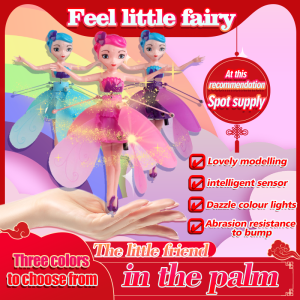 Magic Flying Fairy Princess Frozen Doll with LED Lighting Infrared Induction Control RC Helicopter Flying Robot Toys for Girls and Boys Cute Birthday Gift