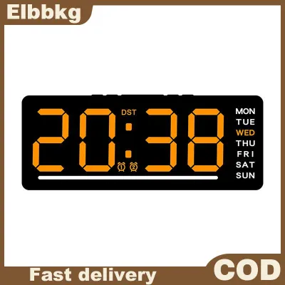 Elbbkg Thông Minh Câm LED Điện Tử Đồng Hồ Treo Tường Hiện Đại Bàn Đồng Hồ Báo Thức Đêm Tối Giản Nhiệt Kế Đồng Hồ Trang Trí Nội Thất Cho Phòng