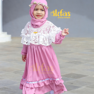 AKFAS - Gamis Anak Perempuan Dress Pesta Brokat Aqiqah Lebaran Cantik Muslimah Akfas