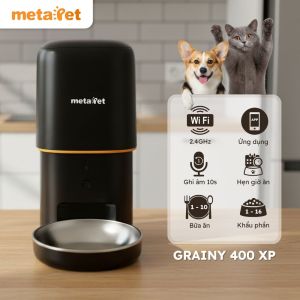 Máy Cho Ăn Tự Động Thông Minh Cho Thú Cưng metaPet GRAINY 400 - Wifi Camera Dung Tích 4L