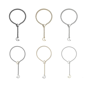 Unique Heart O Rings Slip Chain Necklace Fashion Decoration for Women Adjustable Cuban Lariat Elegant Styles