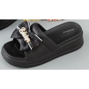 Sandal Selop Karet Wanita Motif Strap Pita Pernak Pernik 8008-1H