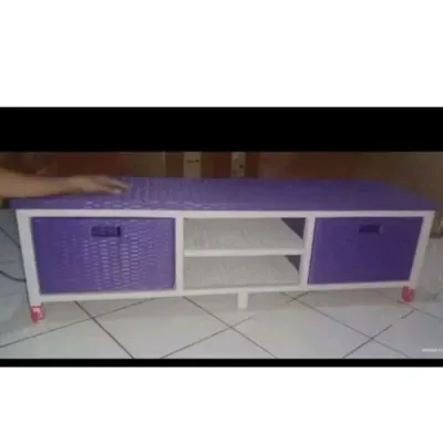 Terlaris COD Lemari Rotan plastik Meja TV Laci Susun 2 DVD buffet serbaguna Bebas pilih warna