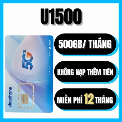 ( KHÔNG GIỚI HẠN ) Sim 5G VINAPHONE U1500 DATA TỐC ĐỘ CAO 17GB/NGÀY = 500GB/THÁNG CHUYÊN DUNGHF CHO THIẾT BỊ PHÁT WIFI LIVETREAM - SÓN VINAPHONE PHỦ SÓNG TOÀN QUỐC . FREESHIP - CHƯA KÍCH HOẠT.