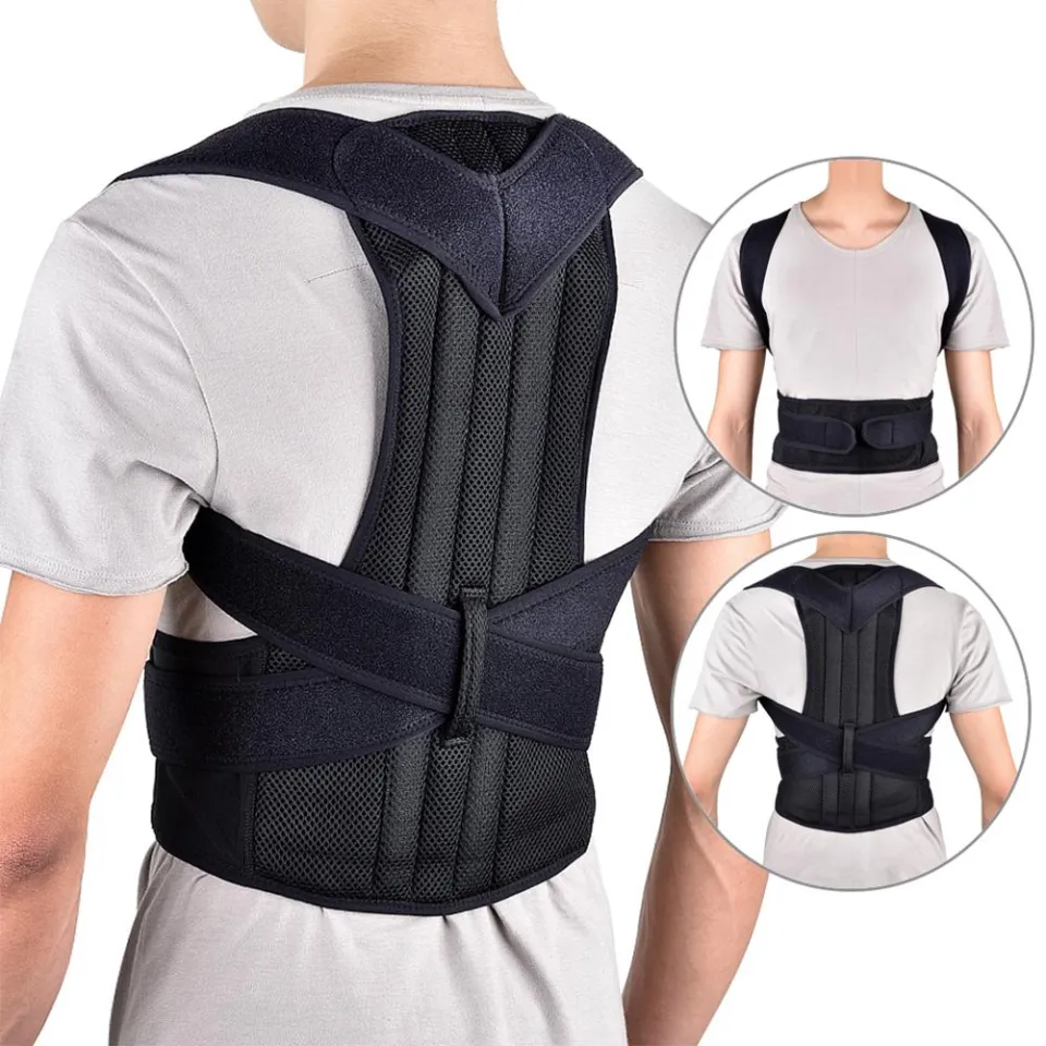 Adjustable Chest Brace Support Vest+Corset Belt Providing Pressure Relief  for Back, Shoulder,Black-3X