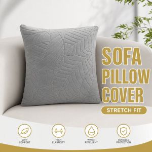 Jacquard Leaf Sofa Pillow Cover Elastic Universal Dustproof Antifouling Waterproof Soft Plush Modern Minimalist Throw Pillowcase For Home Couch