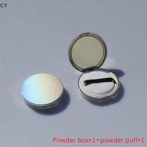 GY🌠🌠🌠 Portable Ultra-thin Plastic Powder Box Loose Pot Travel Makeup Jar Sifter Container with Powder Puff Mirror