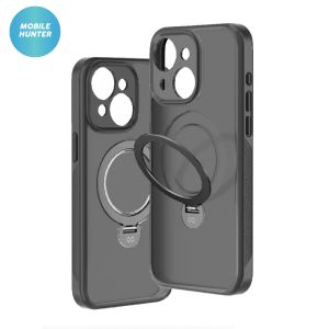 iPhone 15 XUNDD 360 Matte Skin Rotating Magnetic Ring Case (Black) Mag Safe