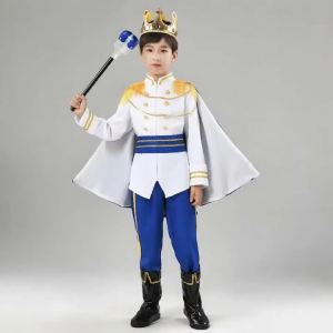 7 Pieces King Carnival Costume Medieval Royal Red Prince Full Set Outfits Halloween Birthday Party Fancy Dress Up Cosplay Wear2026