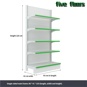 5 Tier Metal Shelving Supermarket Snack Rack Kitchen Multi Use Storage Universal Store Display Stand