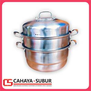 Panci Steamer Susun 28CM TORCH Full Stainless Steel Tutup Kaca Steampot Panci Kukus Kitchenware