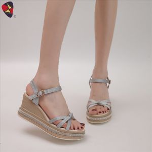 katerina fashion Korean Glittering Wedge Sandals For Women Adjustment Strap #869