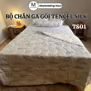 Bộ Chăn Ga Gối Tencel Silk 4 Món Hoa Văn Độc Đáo - Mềm Mịn Thoáng Mát - Maybedding Store