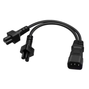 IEC320 C14 để C5 + C5 y-loại Splitter dây nguồn IEC 320 C14 Nam để C5 + C5 nữ Bộ chuyển đổi nguồn điện dây cáp