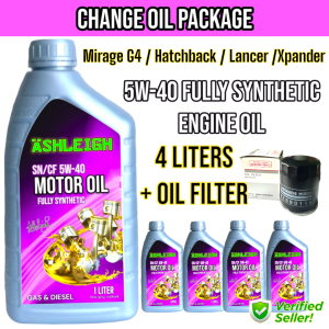 5w-40 Fully Synthetic Engine Oil 4L with Oil Filter Mitsubishi Mirage G4 Hatchback Lancer Xpander Change Oil Bundle Package MZ690115 5w40