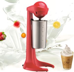 Electric Milkshake MakerRetro Drink Mixer Milk Frother with 500ml Stainless Steel Cup for Malted MilkSoft Ice Cream and Protein ShakesRed