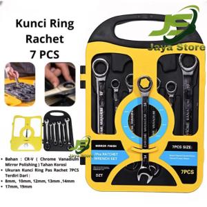 Kunci Ring Pas Set 7pcs Kunci Ring 8-19mm Wrench Rachet