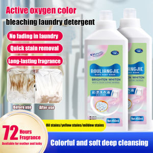 Oxygen Brightening Laundry Detergent Oxygen Laundry Detergent Color Safe Bleach Fabric Whitener Stain Remover for Whites Colors Anti Yellowing Fabric Whitener Softener Odor Elimination