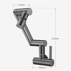 Foldable & Storable 1440° Rotatable Faucet 2 Modes Wall Mounted Kitchen Sink Faucet Single Cold Alloy Mop Pool Faucet Space-Saving