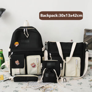 Schoolbag Student Backpack Bagpack for Kids 5in1 School Bag Sets Cute Book Bag 30x13x42cm