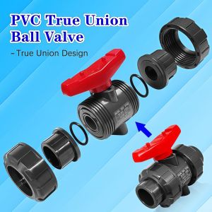 【 Free Ship 】Emauxi “2’’ PVC Double Union Ball Valve UPVC Union Ball Valve 1-1/2’’ Ball Valve PVC Swimming Pool Valve”