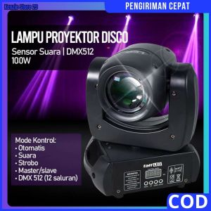 COD TaffLED Lampu Proyektor Disco Sensor Suara 8 Color DMX512 100W 240V - HY-B100 / Lampu sorot panggung tembak jarak jauh RGB / konser warna warni berputar disko lighting mini / lengkap kelap kelip putar sensor suara musik / promo pengiriman cepat viral