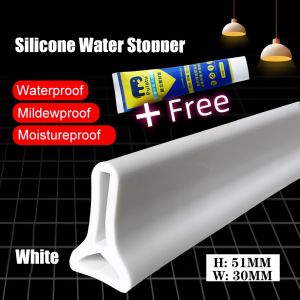 (Free 120ML sealant)5CM *3CM Shower Door Dam Water Stopper Shower Threshold Water Barrier Waterproof Strip Bathroom Kitchen,Large size5CM *3CM