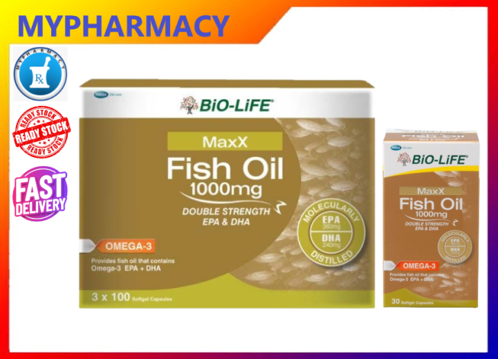 BIO-LIFE Maxx Fish Oil 1000mg Double Strength EPA & DHA Softgel ...