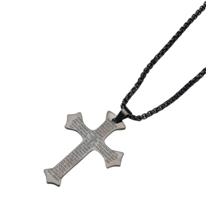 Stylish Religious Crosses Necklace with Spanish Scripture Craft in Alloy Materials for Unique Fashion Statements
