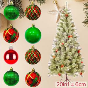 BIN LU 20pcs 6cm Large Christmas Balls Assorted Mixed Color PVC Xmas Tree Ornaments in Clear Cylinder Pack for Home Condo Party and Christmas Decorations 2026