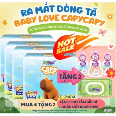 Tả quần Babylove Capy M60/L522xl44/3XL/4XL/5XL Full size Mua 4 gói tặng 2 bọt tắm+KU ( quà theo số gói khi mua 4 gói)