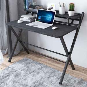 โต๊ะทำงาน พร้อมชั้นวางของ ไม่ต้องประกอบ โต๊ะพับ โต๊ะคอมพิวเตอร์ โต๊ะคอม โครงเหล็ก กันสนิม มีกระดานแยกชั้น