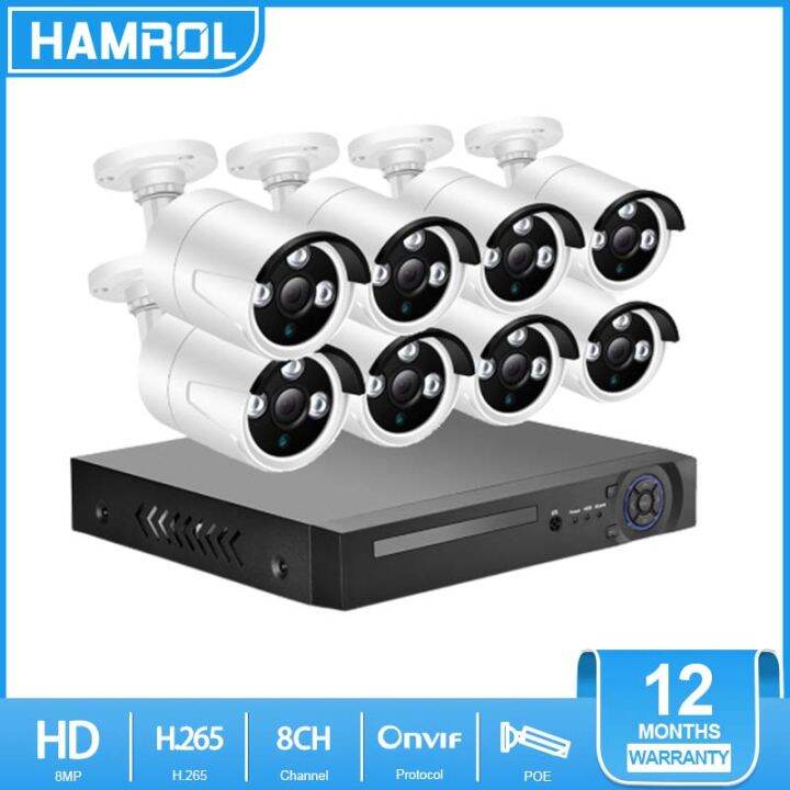 Hamrol 4K Ultra HD 8MP POE NVR Kit H.265 CCTV Record Security System IP ...