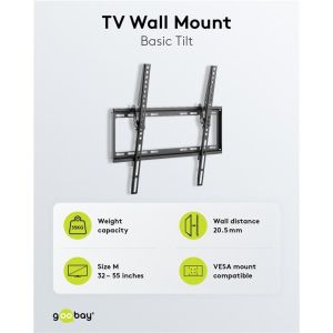 Goobay TV wall mount Basic TILT Series Size M (32"-55") 49731 / L (37"-70") 49741 / XL (43"-100") 49743