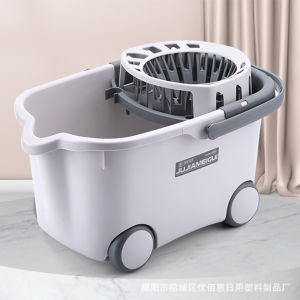 LZD  New Mop Bucket Thickened Household Spin Mop Bucket Lazy Labor-Saving Mopping Gadget Rectangular Portable Plastic Water Bucket