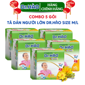 {Hàng chính hãng} Tã Dán Người Lớn DR. HÀO Size M/L 10 Miếng siêu mềm siêu thấm (Combo 5 gói). Tã dán tã giấy cho người bệnh.