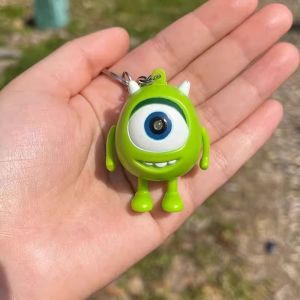 Big Eyed Glow and Sound Monster University Big Eyed Keychain Say I Love You Cute Cartoon with Hat Three Eyed Monster Bag Pendant Girlfriend Gift