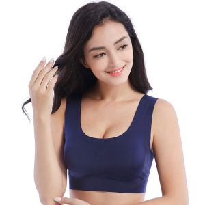 🇲🇾STOK KL FELLO Japanese Plus Size Lady Women Ice Silk Seamless Wireless Vest Style Sleep Yoga Push Up Sports Bra