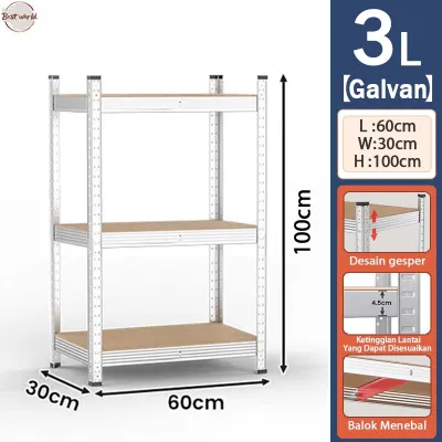 WAROOM 4/5 Tier Boltless Rack Adjustable Metal Rack Value Multipurpose Shelve Rack / Kitchen Rack / Store Rack / Warehouse Rack / Dapur Rak / Heavy Rack / Rak Besi Serbaguna Bertingkat 鐵架/置物架