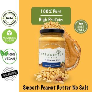 Ketogenius Kitchen Pure Peanut Butter Smooth No Salt (100g/360g) Mentega Kacang Tulen Bertekstur Halus Tanpa Garam - Unsweetened Zero Sugar Added Diabetic friendly Keto Low Carb Natural Vegan Tanpa Gula