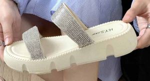 Sandal Slop Wanita Dewasa | Wedges Wanita | Sandal Slop Tinggi Gliter 2388-Z1