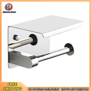 Winnereco Heavy Duty Stainless Steel Toilet Paper Holder Wall Mounted Punch-Free Bathroom Accessories Corrosion-Resistant Silver
