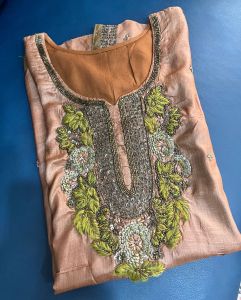 Brown Pure Silk Kurti Top with Earrings