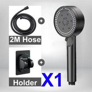 Boosts pressure by 500%🚀 Shower head high pressure 8 Mode Black Shower Head Shower set 花洒喷头 Shower set bathroom (Includes a 2 meters stainless steel hose and a drill-free bracket)
