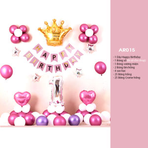 Bóng Trang Trí Sinh Nhật Bé Gái Tông Màu Hồng Pastel