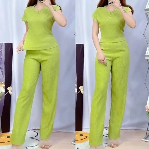 D&C%20Plain%20Basic%20Round%20Neck%20Top%20Continues%20Terno%20Pants%20Coords%20Set%20Trendy%20Women%20Casual%20-%20Image%203
