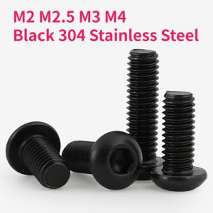 M2 M2.5 M3 M4 Black 304 Stainless Steel Hex Socket Round Button Head Screws Allen Furniture Bolt