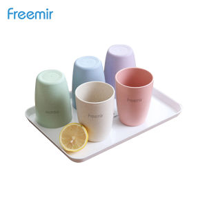 freemir 34 5 pcs gelas set 330ml gelas cantik 1 set murah mug cangkir plastik bahan wheat straw bpa free - cup set peralatan makan perlengkapan masak dapur bahan food grade berkualitas bebas pfoa/bpa